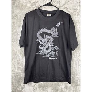 Black Dragon Graphic T Shirt Singapore Travel Souvenir Cotton Size L
